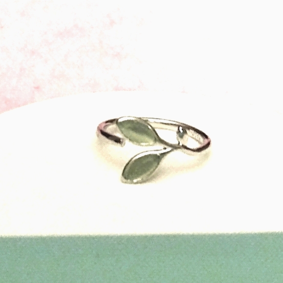 Frosted Green Opal Leaf Ring  2 Available - Picture 8 of 15